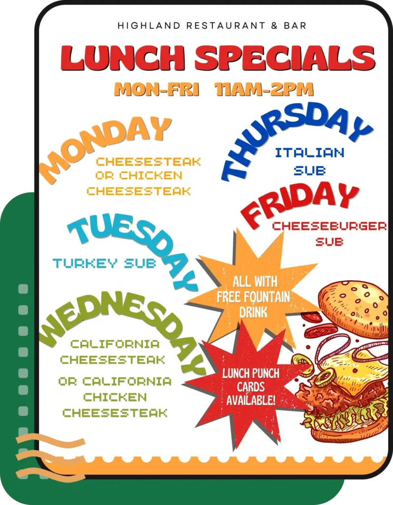 Highland Restaurant & Bar - Lunch Specials